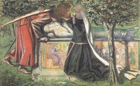 Dante Gabriel Rossetti Arthur's Tomb: The Last Meeting of Launcelort and Guinevere (mk28) Norge oil painting art